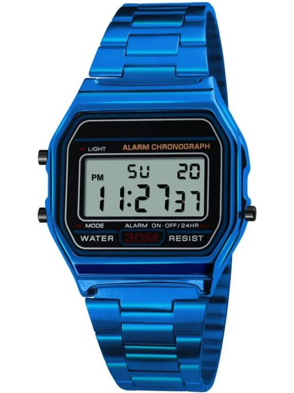 Men's Digital Gold Stainless Steel Sport Watch | Waterproof, Stopwatch, Alarm